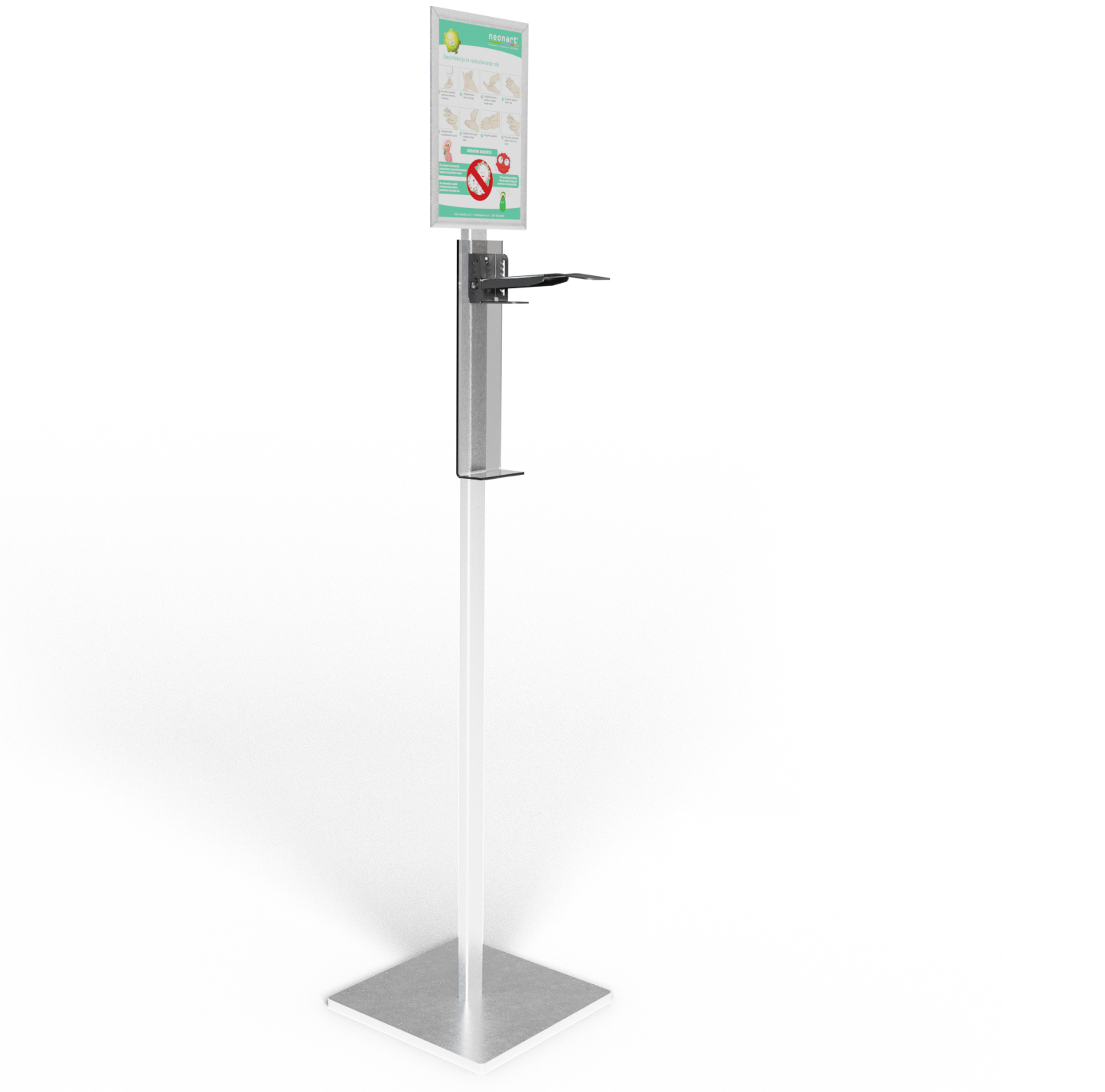 Komolčnik za namestitev poljubne steklenice razkužila