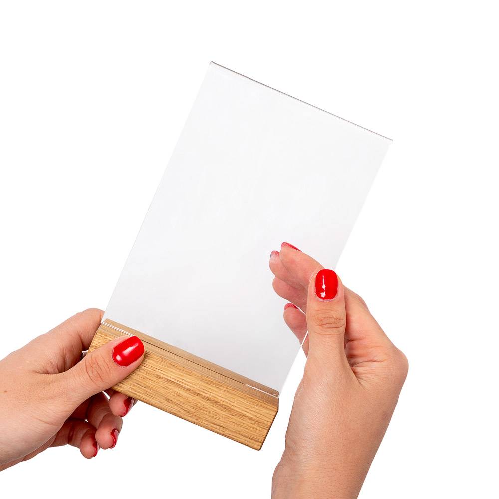 Holz T-Form Menü Tischaufsteller Hochformat